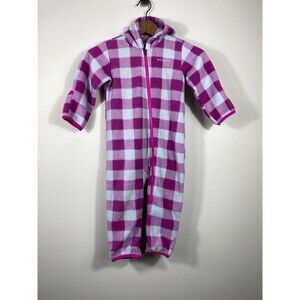 Columbia Baby Fleece Bunting Suit 18–24 Months Pink Plaid Hooded Zip One Piece